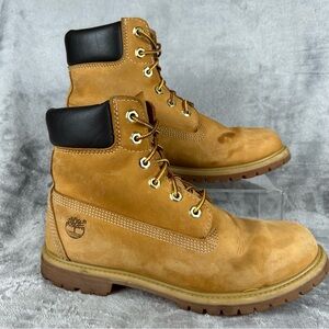 Timberland Boots Womens 10M Premium Waterproof Wheat Nubuck 10361 Work Lace Up